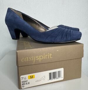 Easy Spirit Vashat Vintage 1990s Suede Leather Pumps Mod Blue Size 7.5